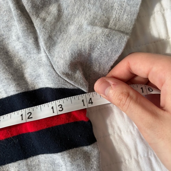 Brandy Melville Gray Tee with Red and Blue Stripes - Picture 3 of 5